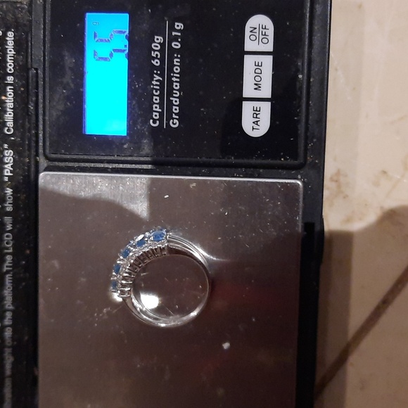 AUTHENTIC GENUINE SOLID STERLING SILVER BLUE TOPAZ ANNIVERSARY WEDDING CZ RING - Picture 4 of 7